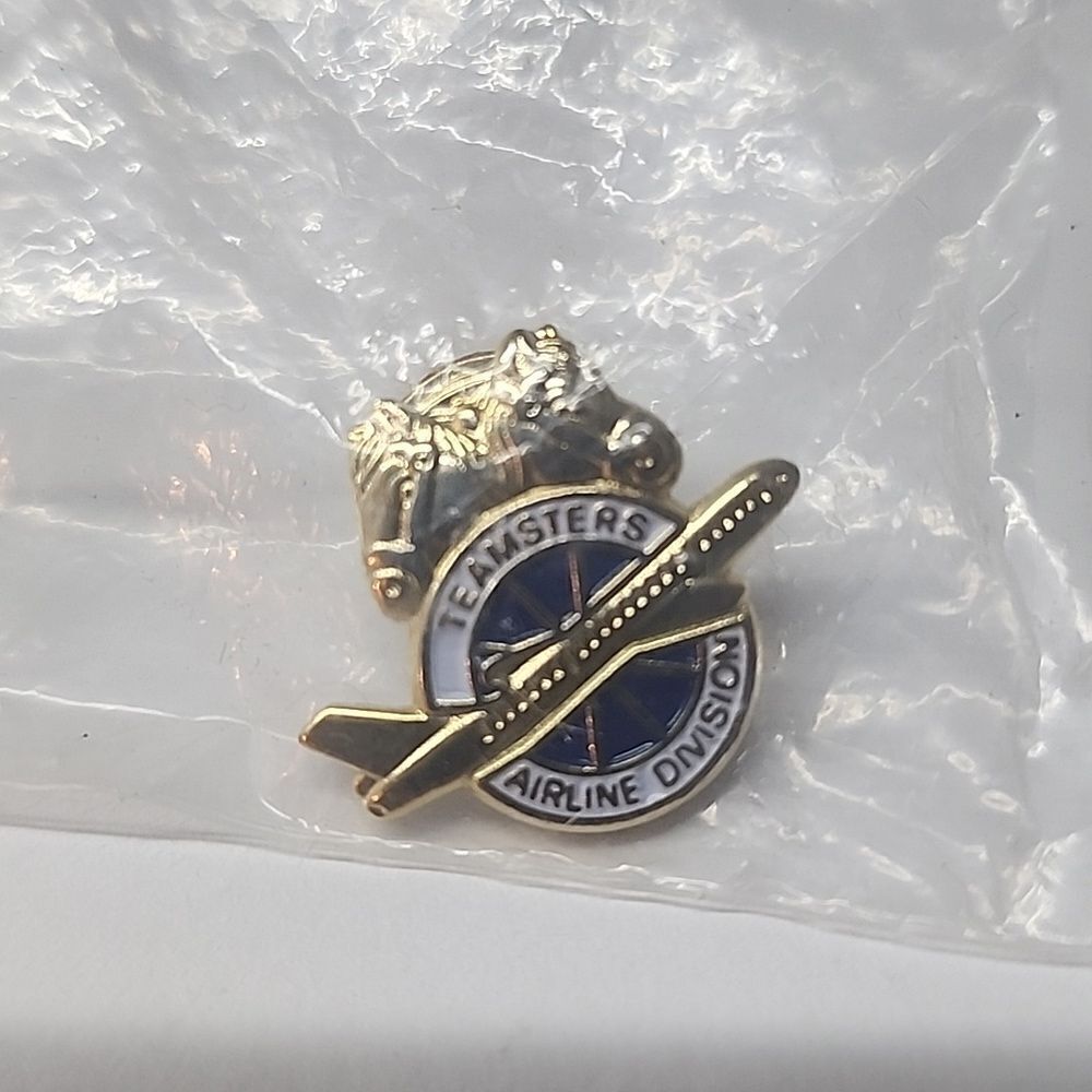 Gold Tone Teamsters Airline Division Collectible Airplane Souvenir Lapel Pin NIP